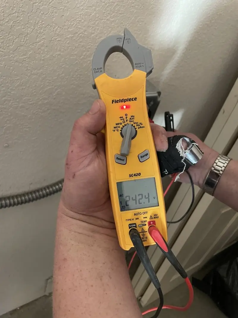 Voltage testing with clamp meter during Generator Installation in Pahrump